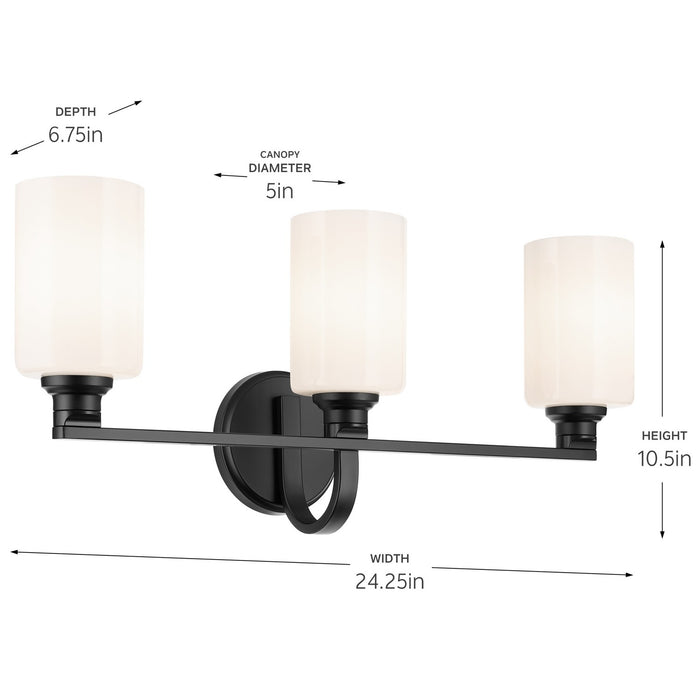 Kichler 55226BK Three Light Bath, Black