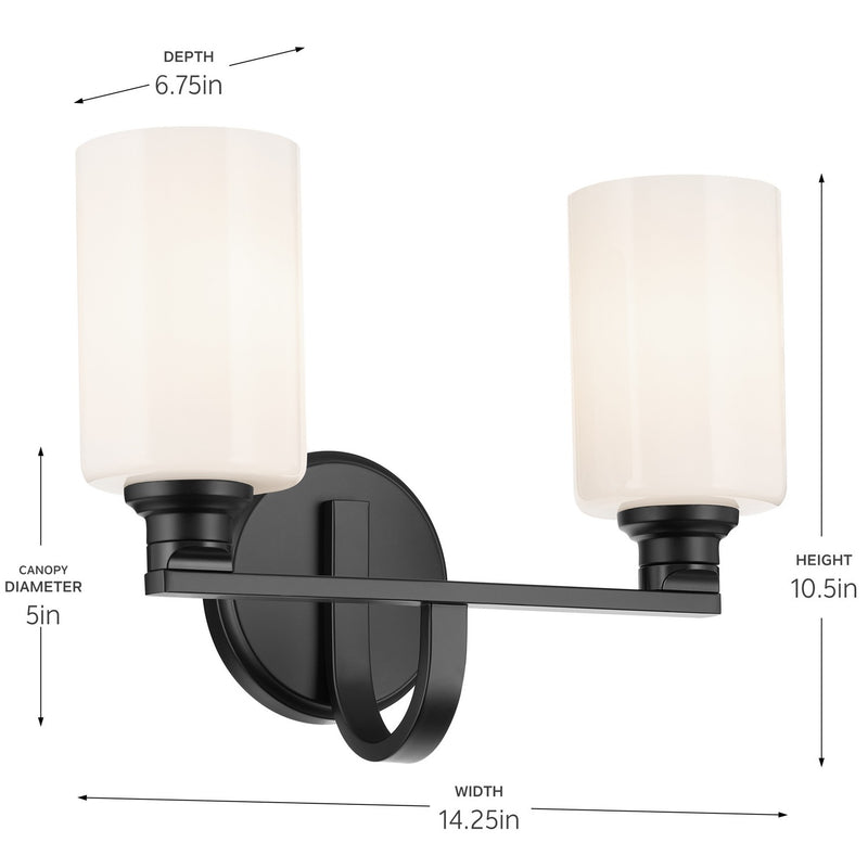 Kichler 55225BK Two Light Bath, Black