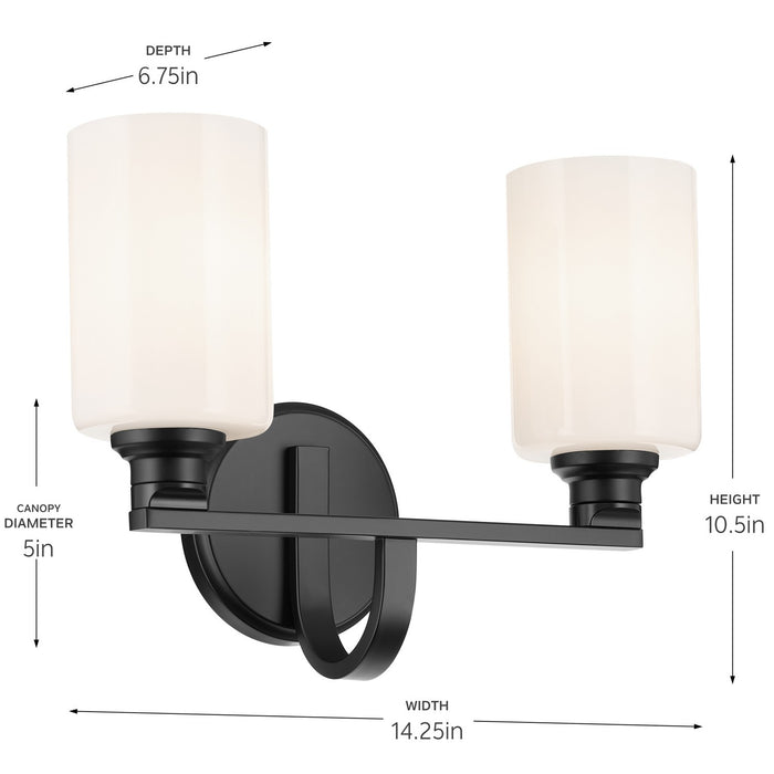 Kichler 55225BK Two Light Bath, Black