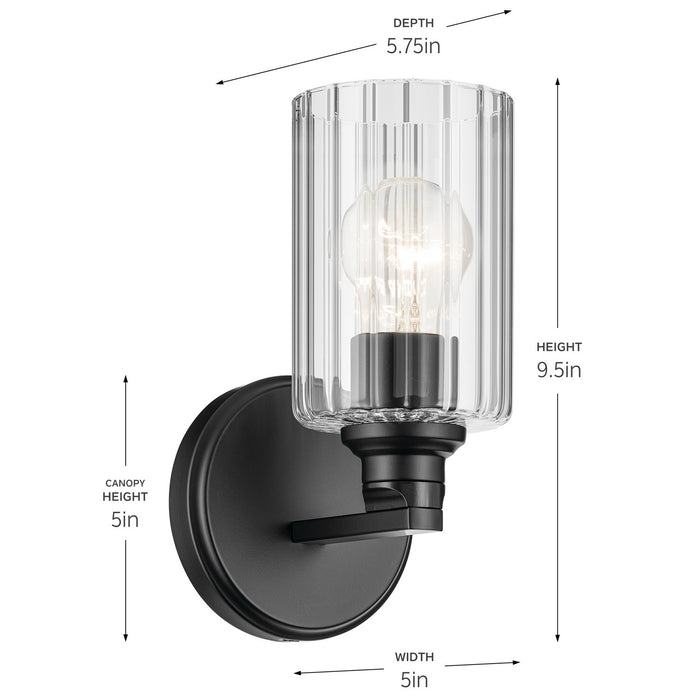 Kichler 55224BKFLU One Light Wall Sconce, Black