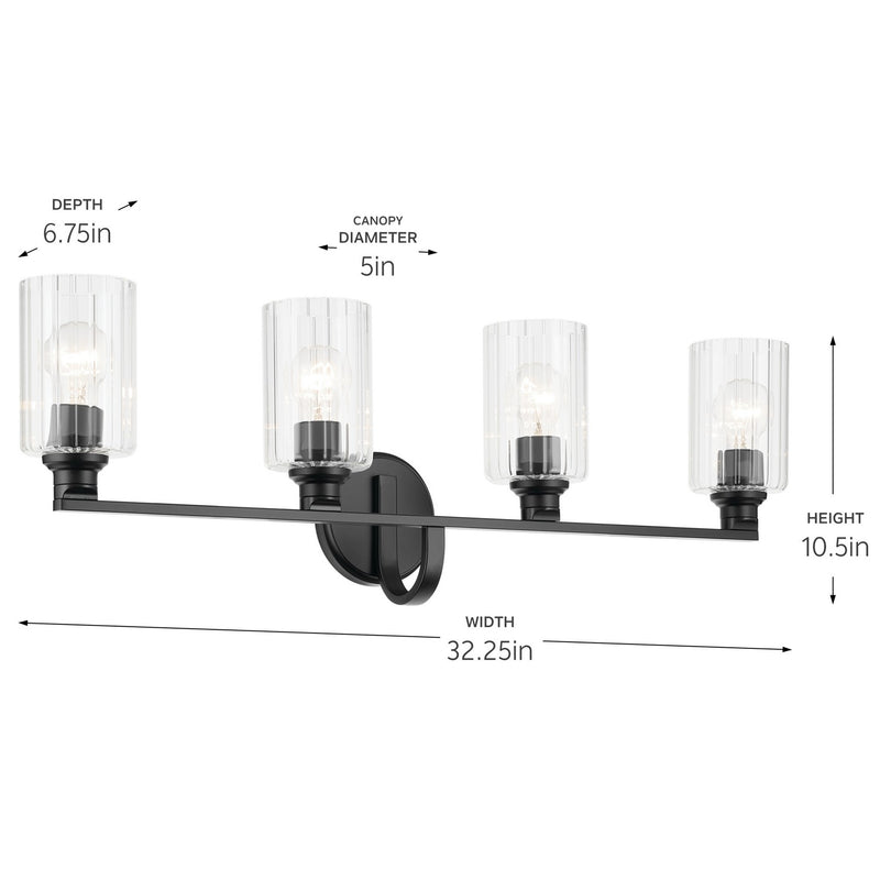 Kichler 55227BKFLU Four Light Bath, Black
