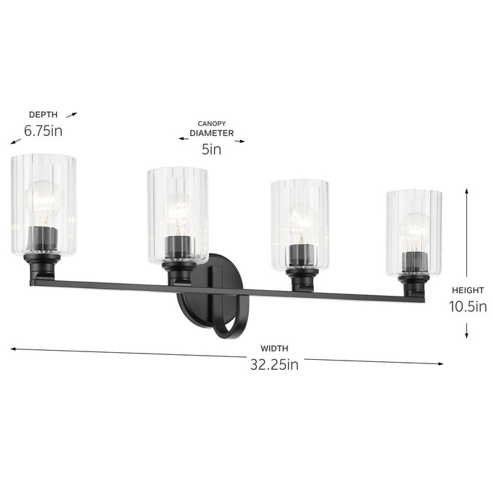 Kichler 55227BKFLU Four Light Bath, Black