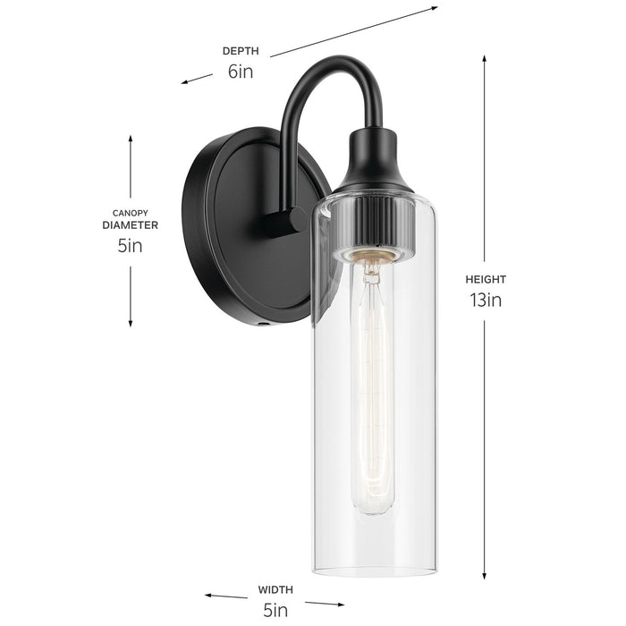 Kichler 55209BK One Light Wall Sconce, Black