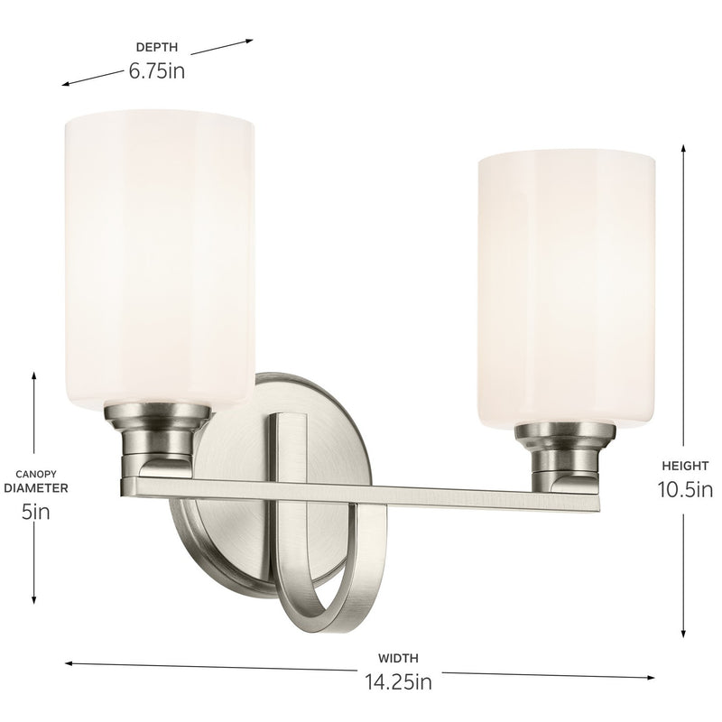 Kichler 55225NI Two Light Bath, Brushed Nickel
