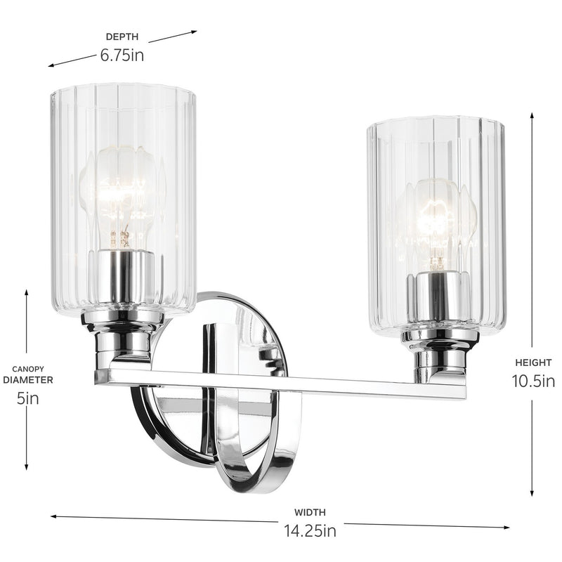 Kichler 55225CHFLU Two Light Bath, Chrome