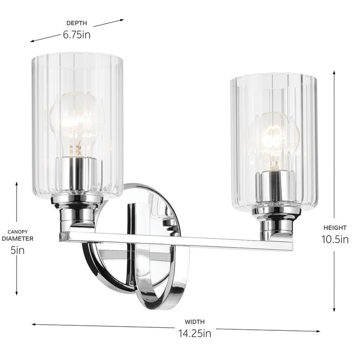 Kichler 55225CHFLU Two Light Bath, Chrome