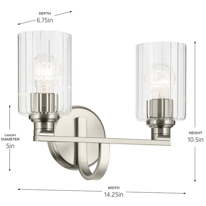 Kichler 55225NIFLU Two Light Bath, Brushed Nickel