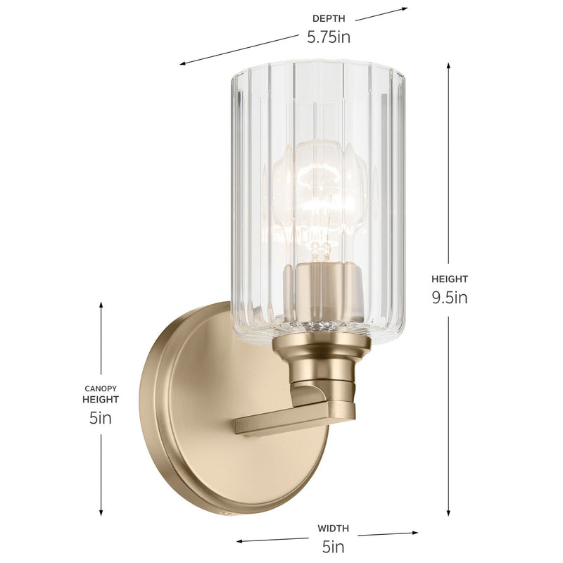 Kichler 55224CPZFLU One Light Wall Sconce, Champagne Bronze