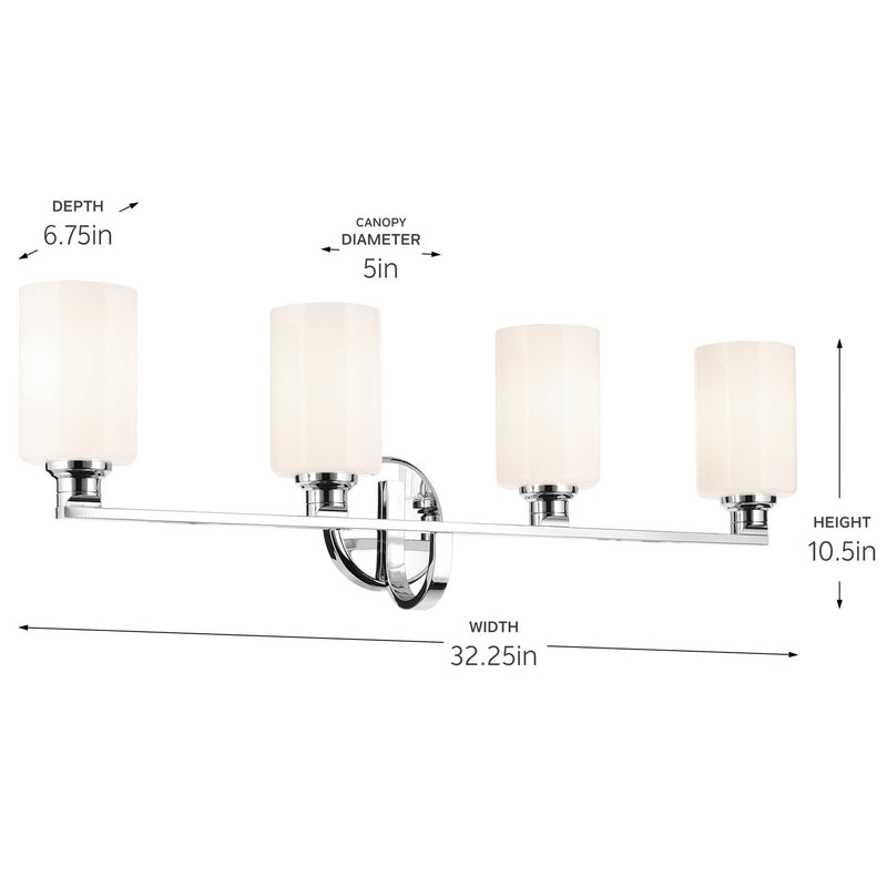 Kichler 55227CH Four Light Bath, Chrome
