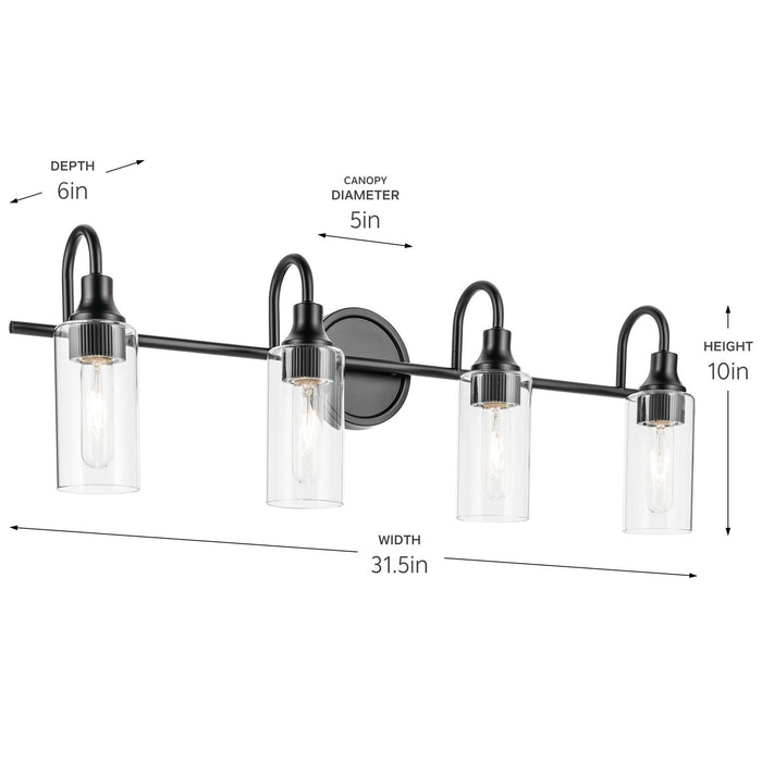 Kichler 55212BK Four Light Bath, Black