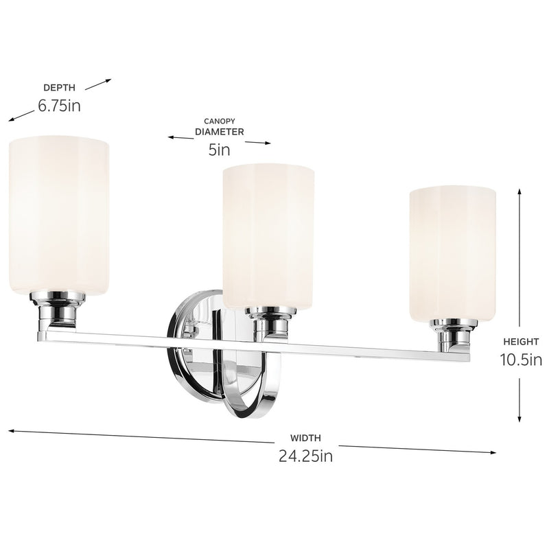 Kichler 55226CH Three Light Bath, Chrome