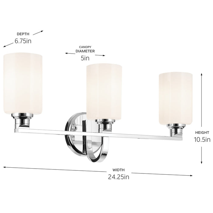 Kichler 55226CH Three Light Bath, Chrome