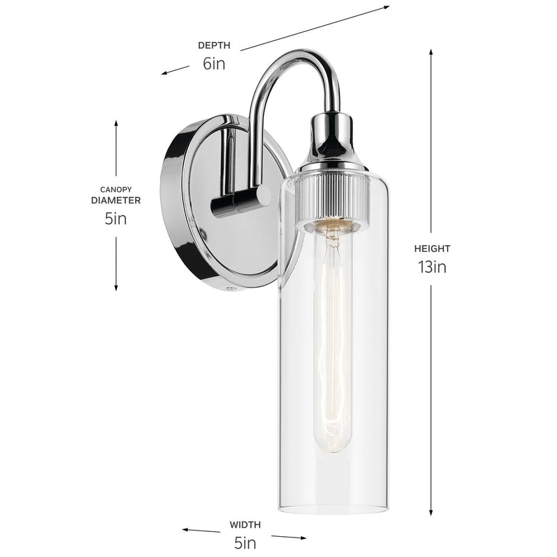 Kichler 55209CH One Light Wall Sconce, Chrome