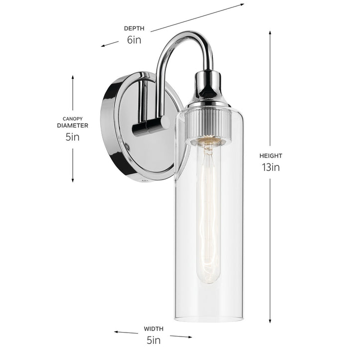 Kichler 55209CH One Light Wall Sconce, Chrome