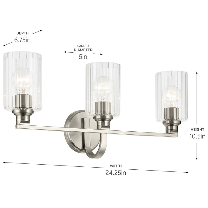 Kichler 55226NIFLU Three Light Bath, Brushed Nickel