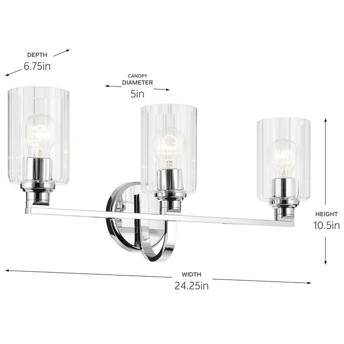 Kichler 55226CHFLU Three Light Bath, Chrome