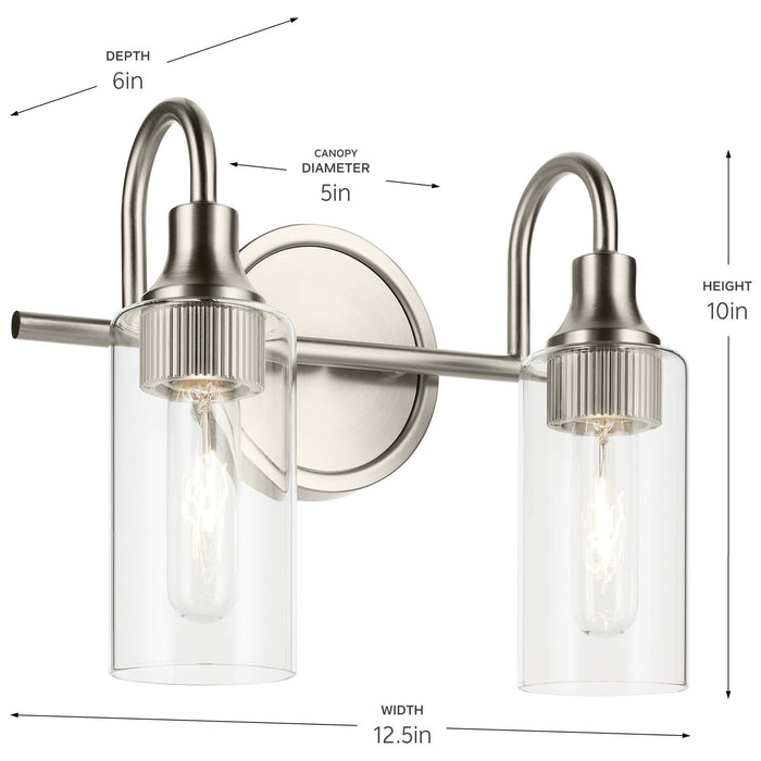 Kichler 55210NI Two Light Bath, Brushed Nickel