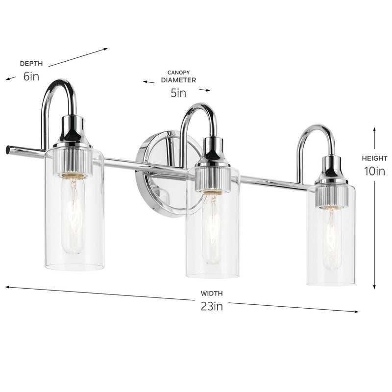 Kichler 55211CH Three Light Bath, Chrome