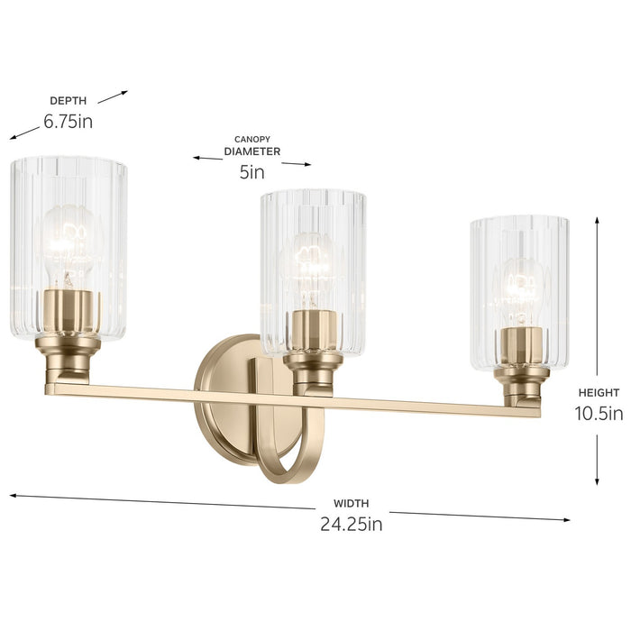 Kichler 55226CPZFLU Three Light Bath, Champagne Bronze