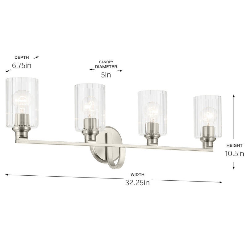 Kichler 55227NIFLU Four Light Bath, Brushed Nickel