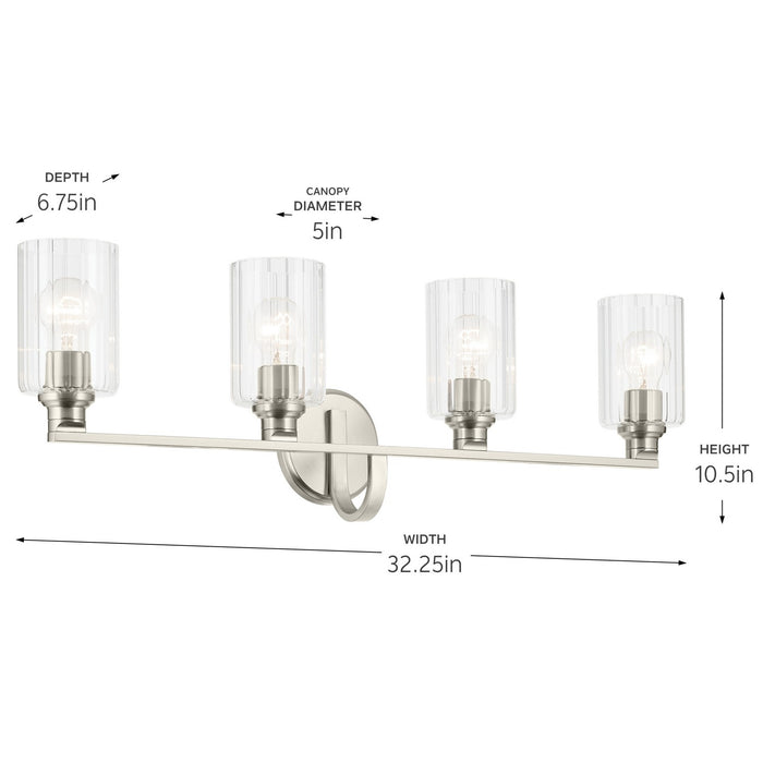 Kichler 55227NIFLU Four Light Bath, Brushed Nickel