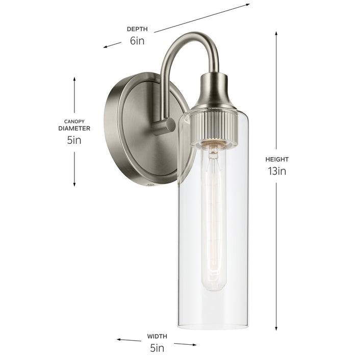 Kichler 55209NI One Light Wall Sconce, Brushed Nickel