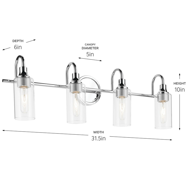 Kichler 55212CH Four Light Bath, Chrome