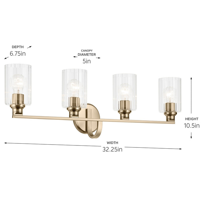 Kichler 55227CPZFLU Four Light Bath, Champagne Bronze