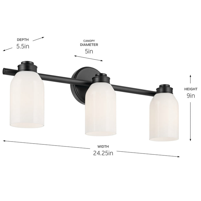 Kichler 55202BK Three Light Bath, Black
