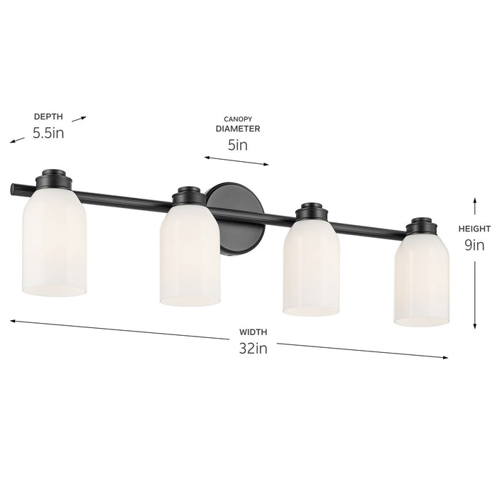 Kichler 55203BK Four Light Bath, Black