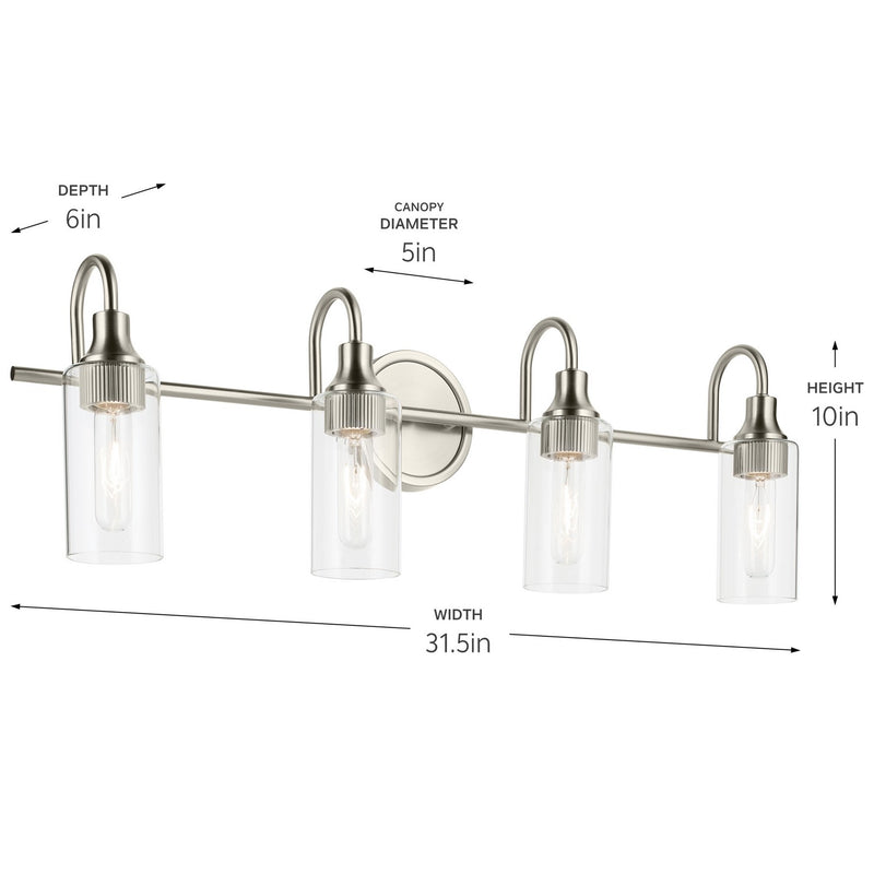 Kichler 55212NI Four Light Bath, Brushed Nickel