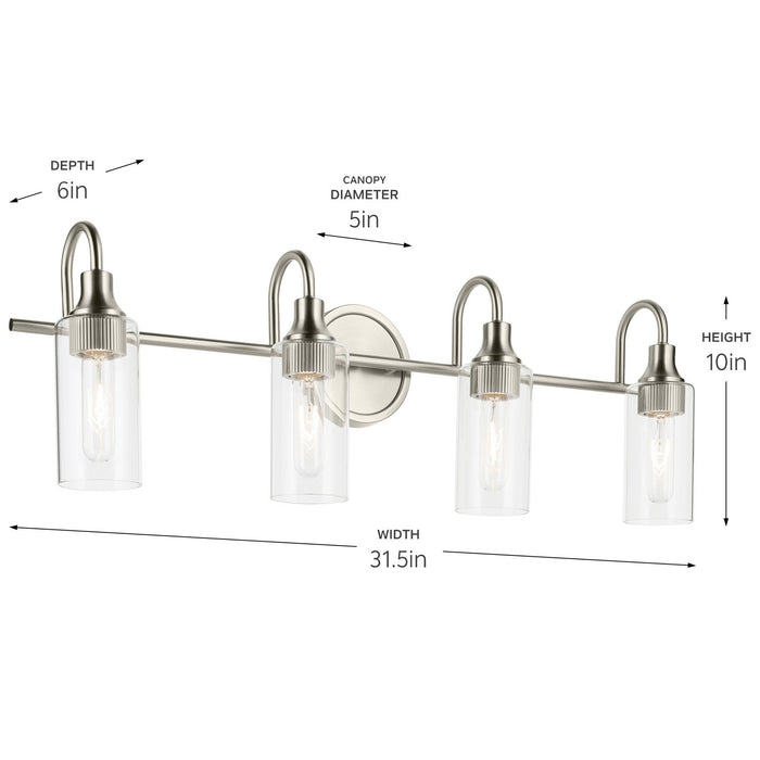Kichler 55212NI Four Light Bath, Brushed Nickel