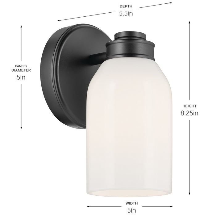 Kichler 55200BK One Light Wall Sconce, Black