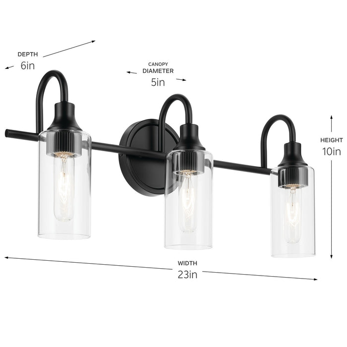 Kichler 55211BK Three Light Bath, Black