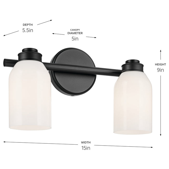 Kichler 55201BK Two Light Bath, Black