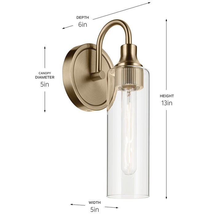 Kichler 55209CPZ One Light Wall Sconce, Champagne Bronze