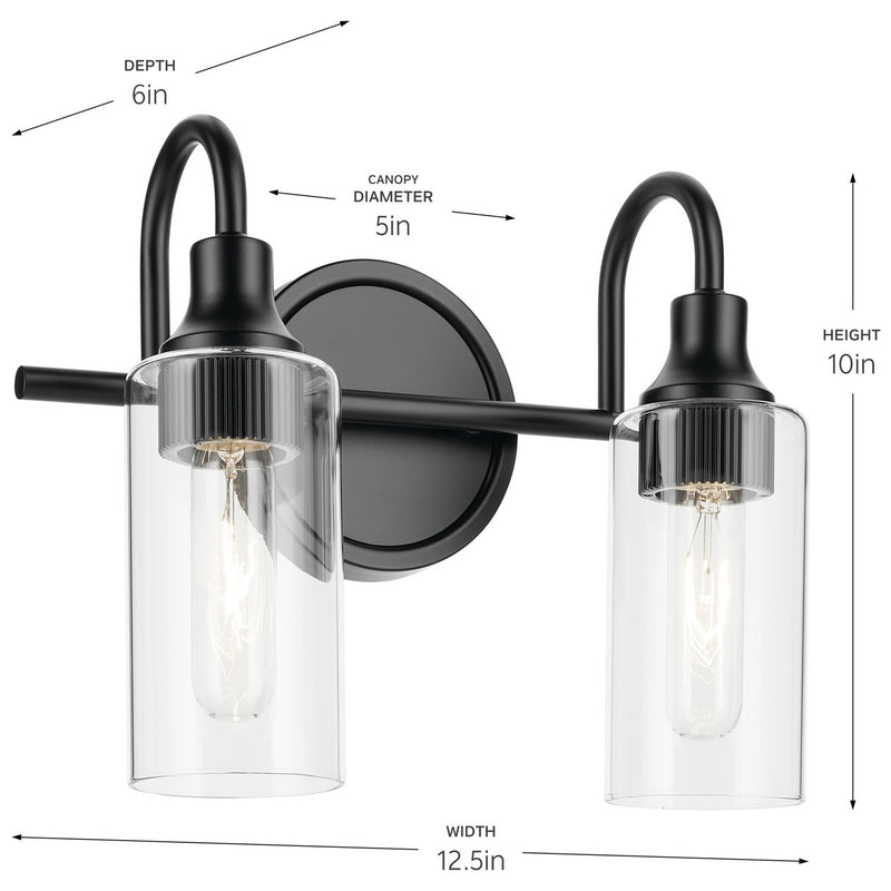 Kichler 55210BK Two Light Bath, Black