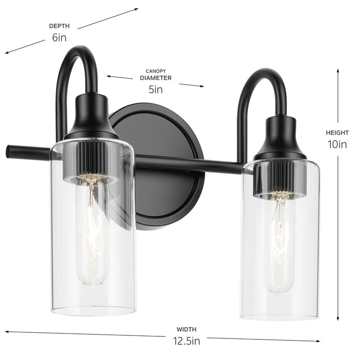 Kichler 55210BK Two Light Bath, Black