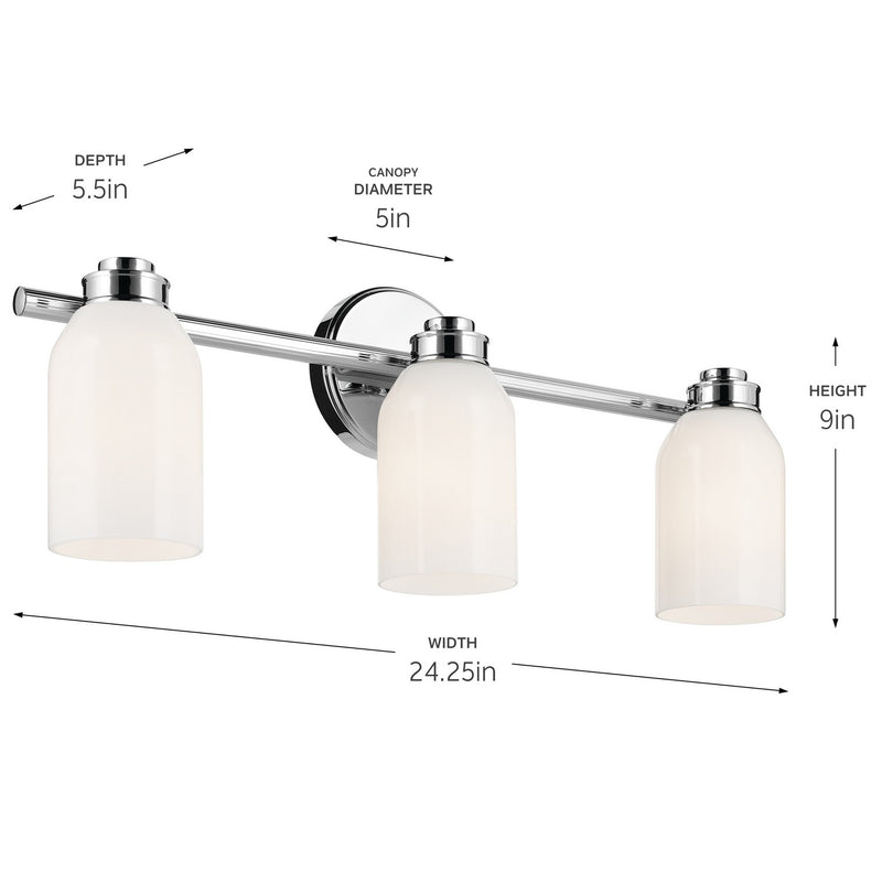Kichler 55202CH Three Light Bath, Chrome