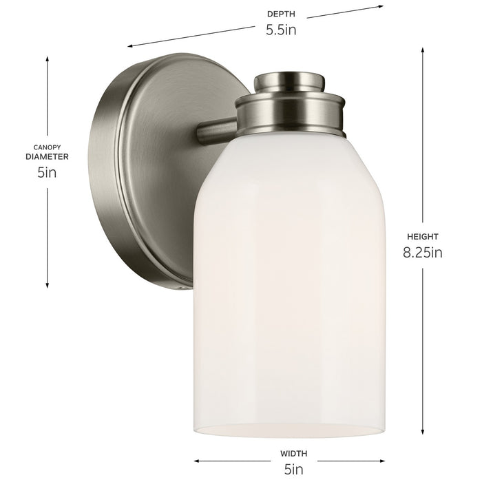 Kichler 55200NI One Light Wall Sconce, Brushed Nickel
