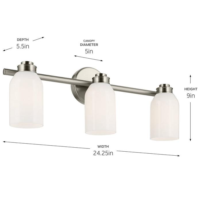 Kichler 55202NI Three Light Bath, Brushed Nickel