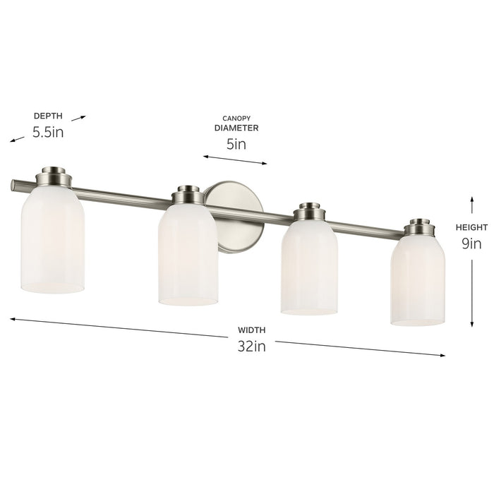 Kichler 55203NI Four Light Bath, Brushed Nickel