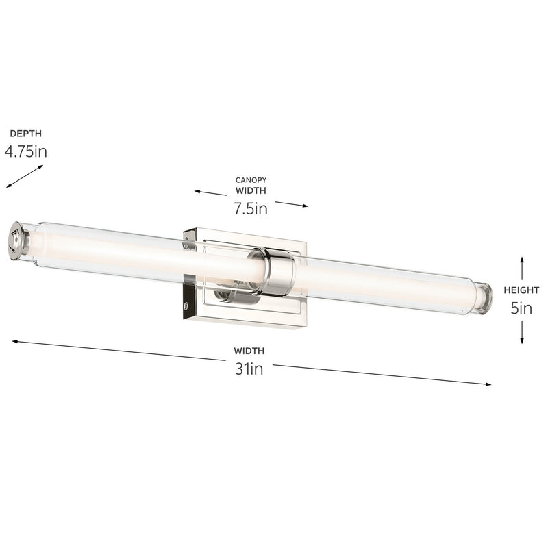 Kichler 55239PNLED LED Linear Bath, Polished Nickel