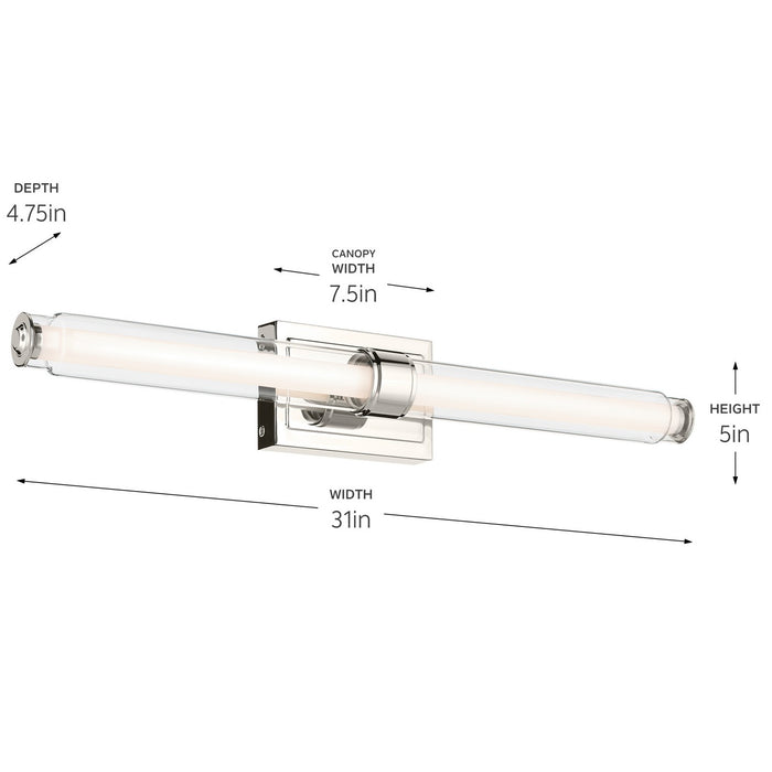 Kichler 55239PNLED LED Linear Bath, Polished Nickel