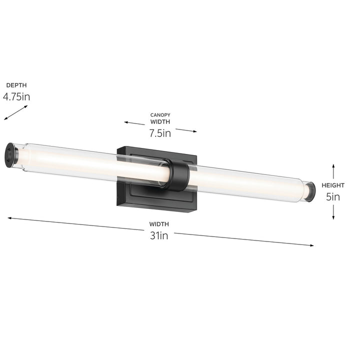 Kichler 55239BKLED LED Linear Bath, Black