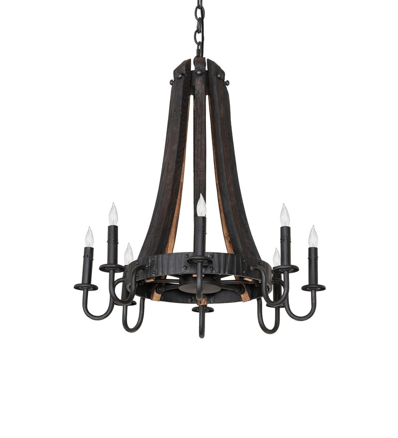 Meyda Tiffany 270064 Eight Light Chandelier, Costello Black/Charred Wood
