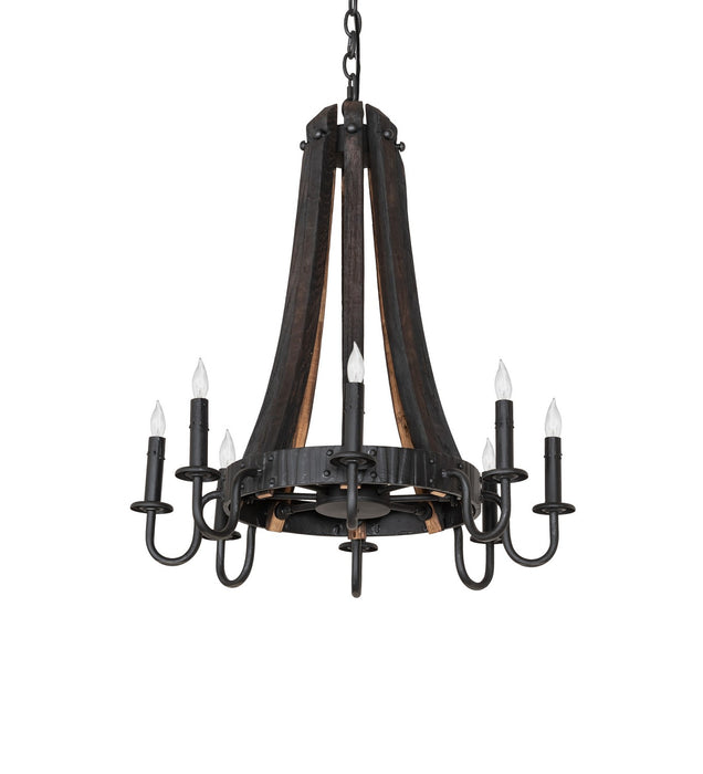 Meyda Tiffany 270064 Eight Light Chandelier, Costello Black/Charred Wood