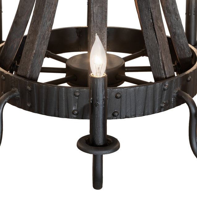 Meyda Tiffany 270064 Eight Light Chandelier, Costello Black/Charred Wood