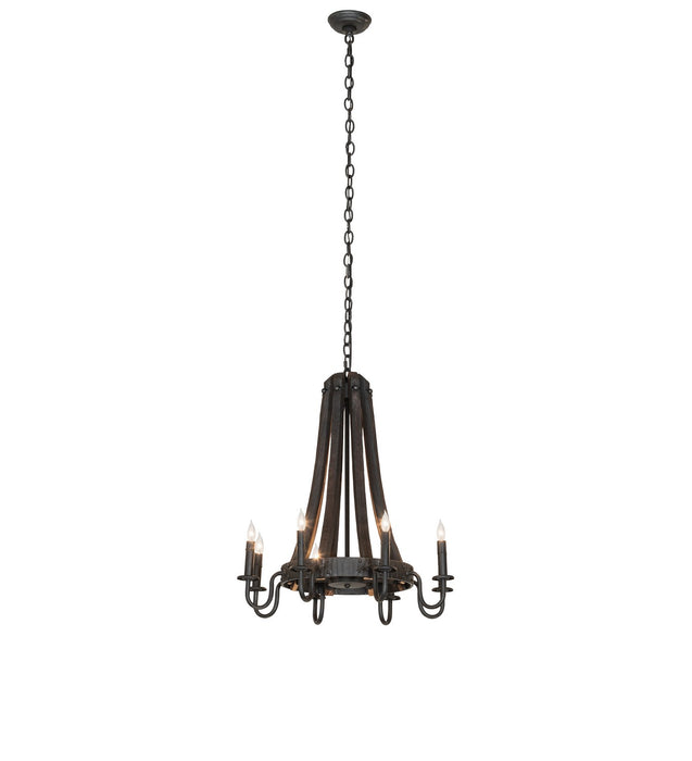 Meyda Tiffany 270064 Eight Light Chandelier, Costello Black/Charred Wood