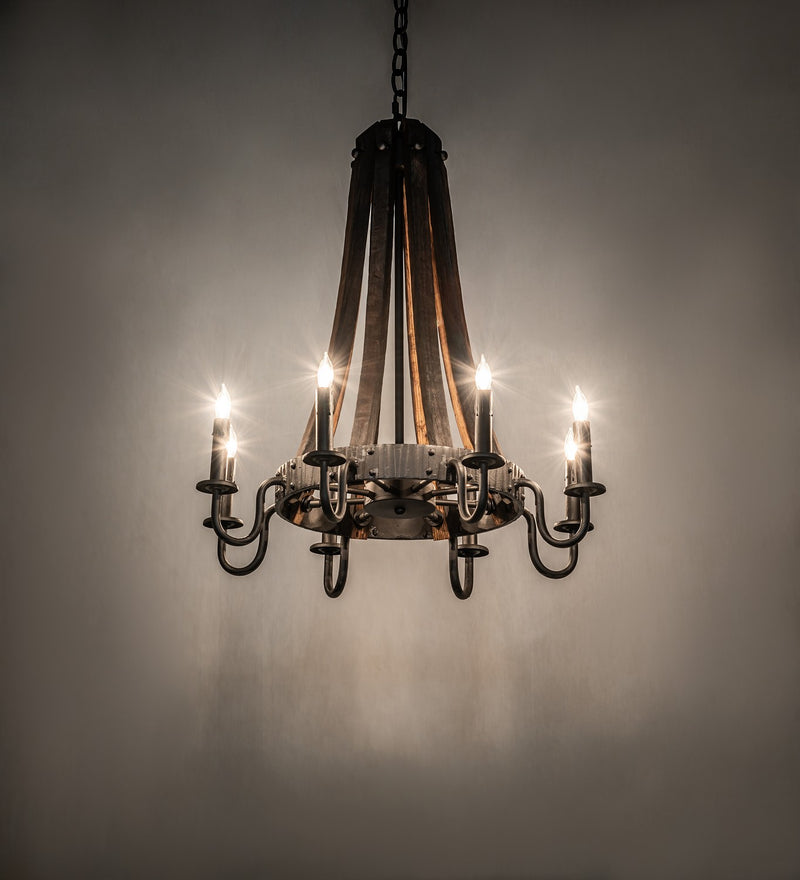 Meyda Tiffany 270064 Eight Light Chandelier, Costello Black/Charred Wood